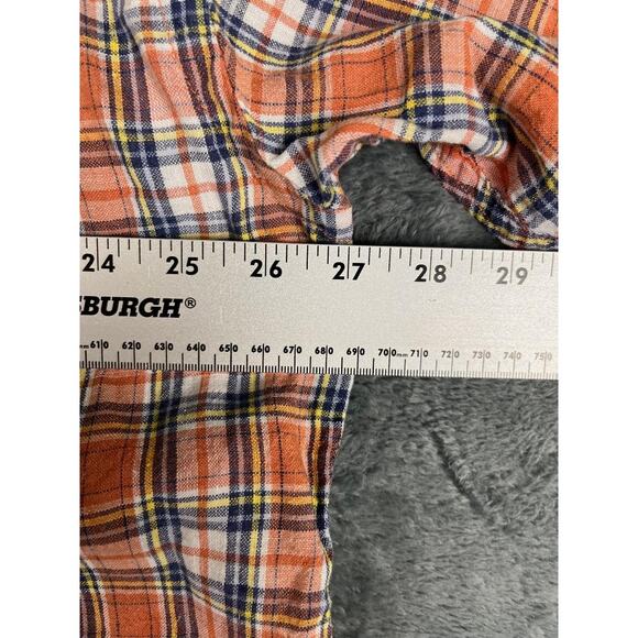 Orvis Men's Orange Navy Plaid Long Sleeve Linen Shirt Size XXL - Picture 8 of 10